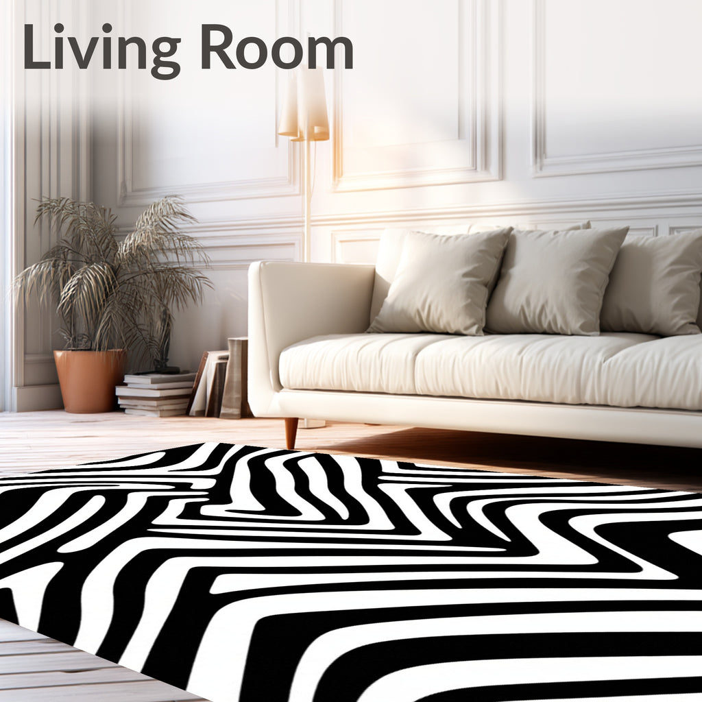 Bold Black And White Animal Print Rug