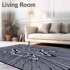 Bold Geometric Black and White Abstract Design Rug