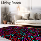 Vibrant Neon Geometric Stripe Pattern Rug