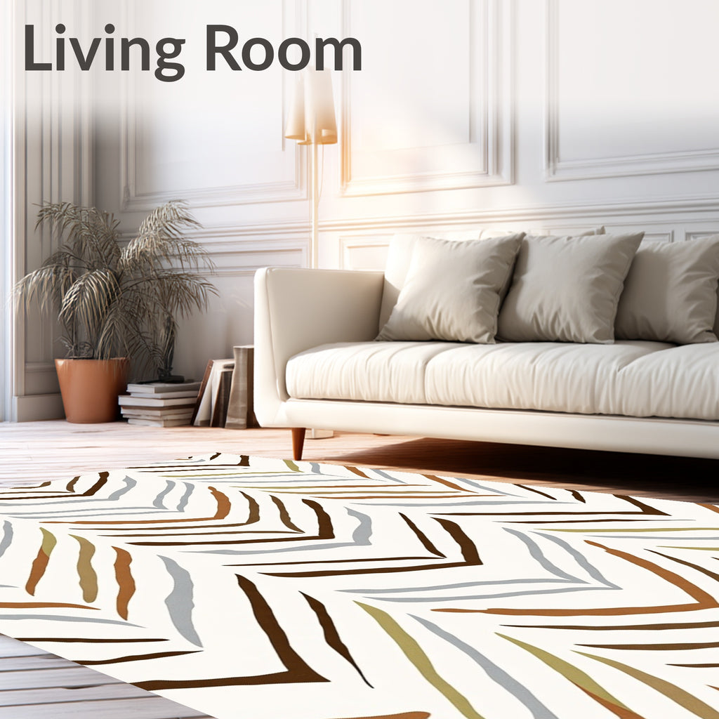 Textured Earthy Chevron Pattern Design Rug