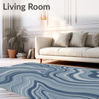 Marble Swirl Blue Pattern Rug