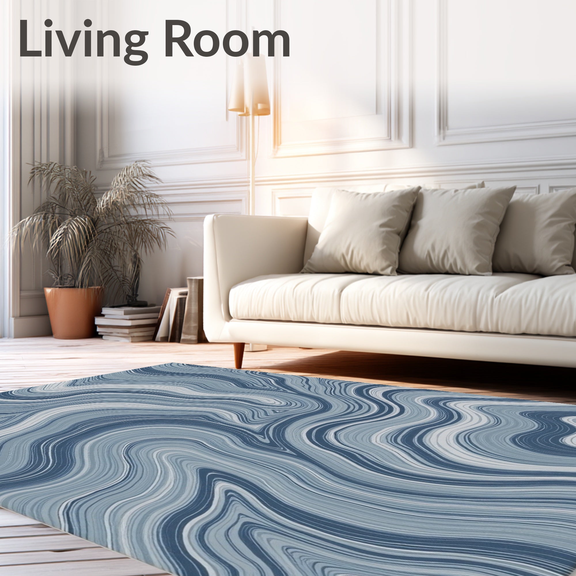 Marble Swirl Blue Pattern Rug