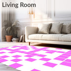Modern Pink Square Pattern Rug