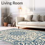 Classic Indigo Floral Medallion Design Rug