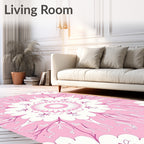 Pink Floral Mandala Inspired Pattern Rug