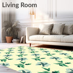 Light Yellow Bird and Leaf Pattern Rug