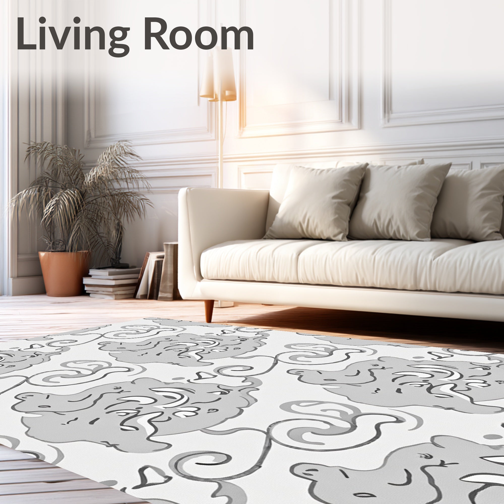 Abstract Swirls Graphic Print Rug