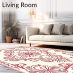 Victorian Red Floral Symmetry Pattern Rug