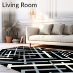 Interlocking Lines Pattern With Gray And Cream Rug