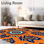 Vibrant Orange Abstract Mandala Pattern Rug