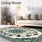 Elegant Floral Mandala Border Design Rug