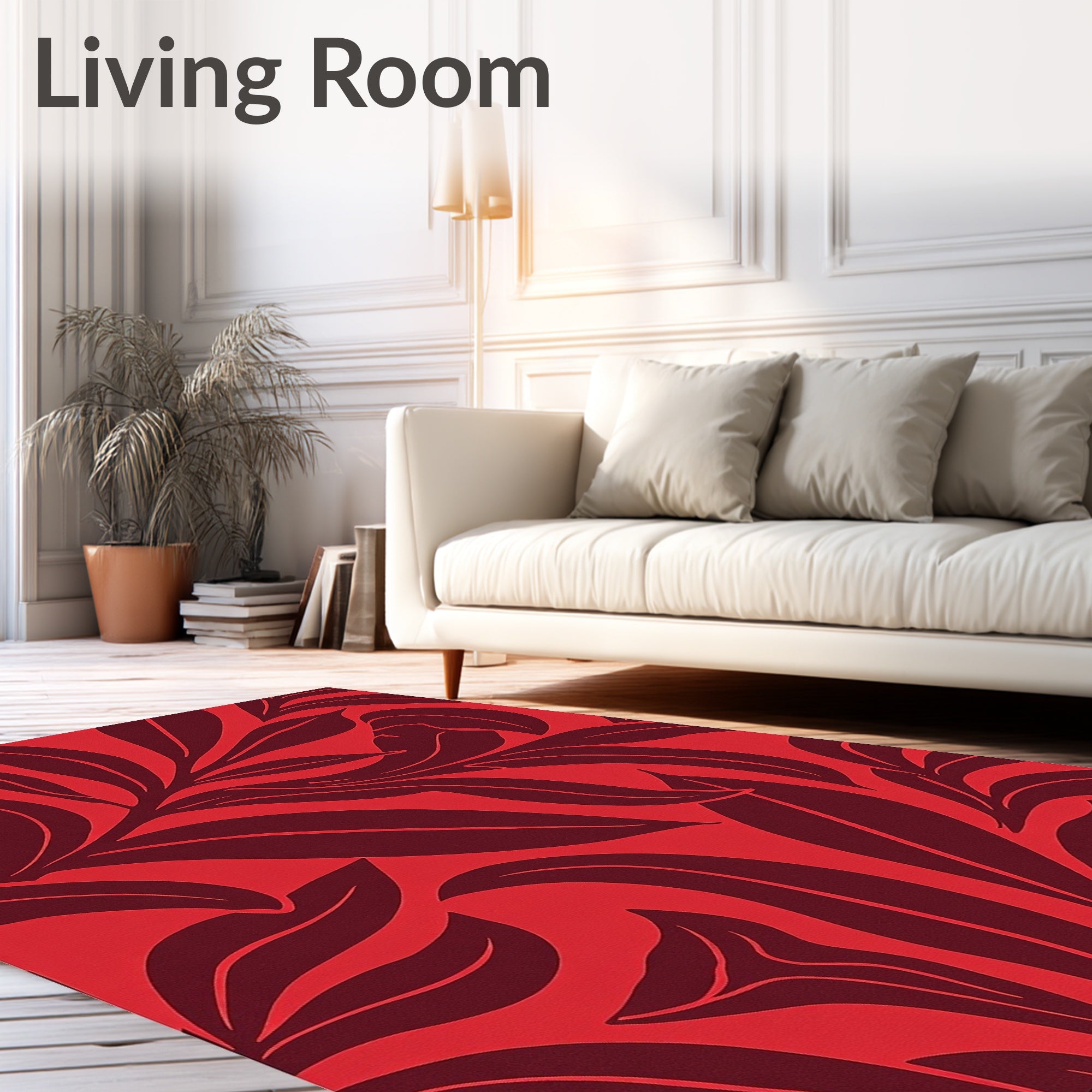 Bold Tropical Leaf Pattern Rug