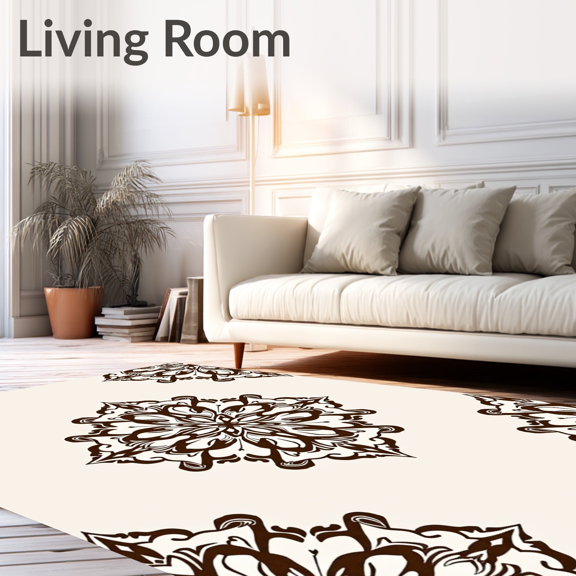 Ornate Floral Scrollwork Pattern Design Rug
