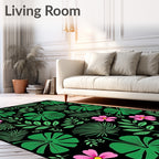 Vibrant Tropical Leaves and Flowers Rug