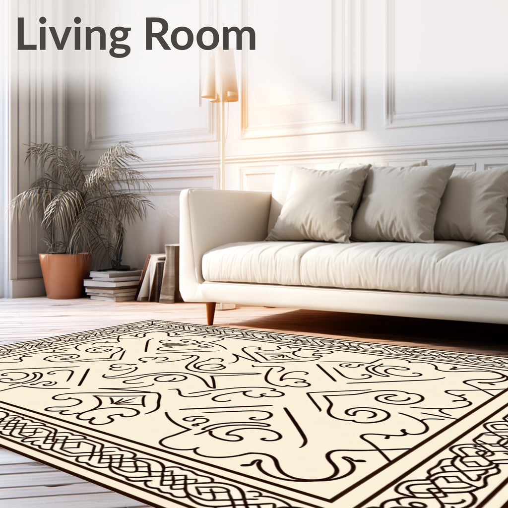Classic Intricate Scrollwork Border Design Rug