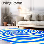 Bold Blue Swirl Pattern Design Rug