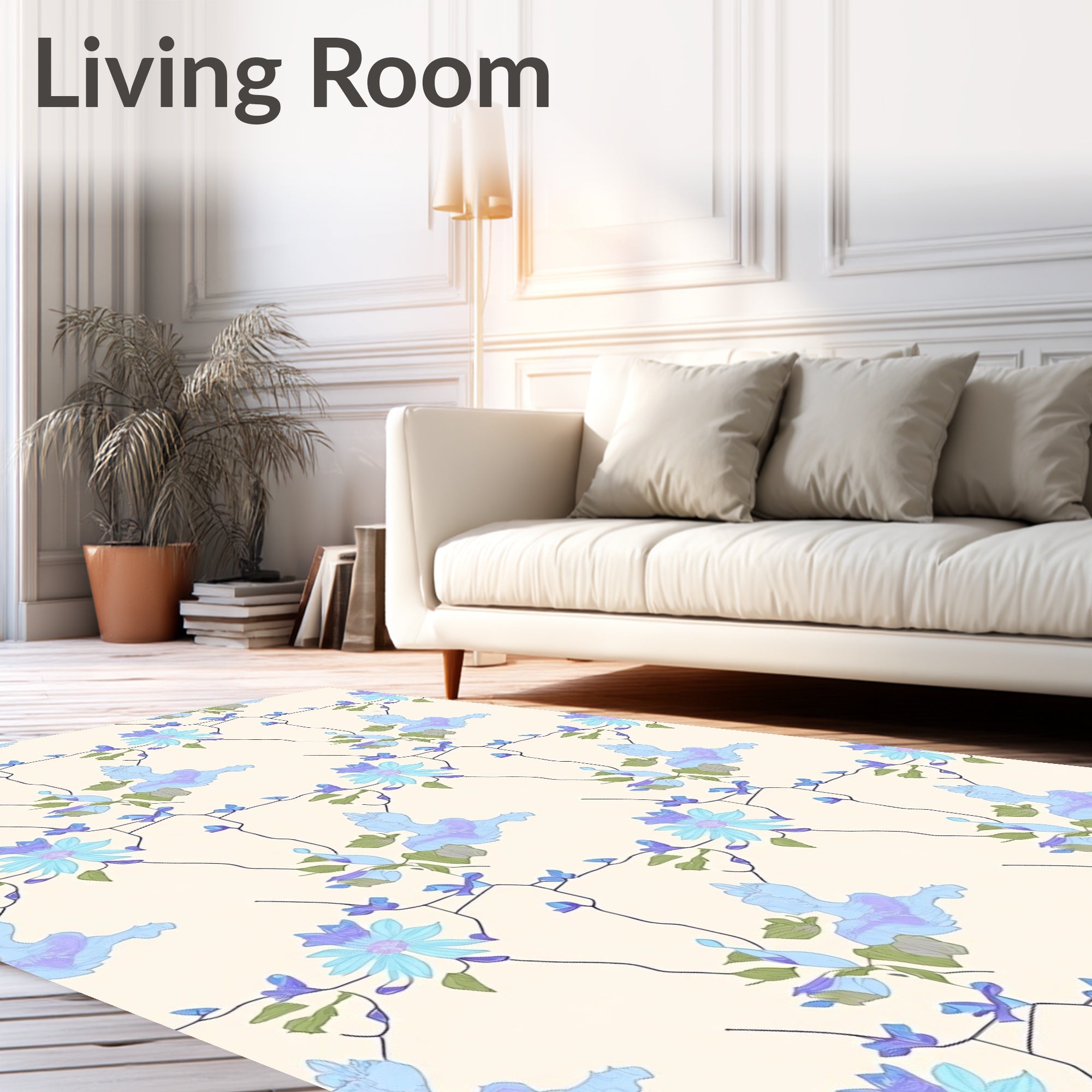 Pastel Floral Vine Pattern Rug