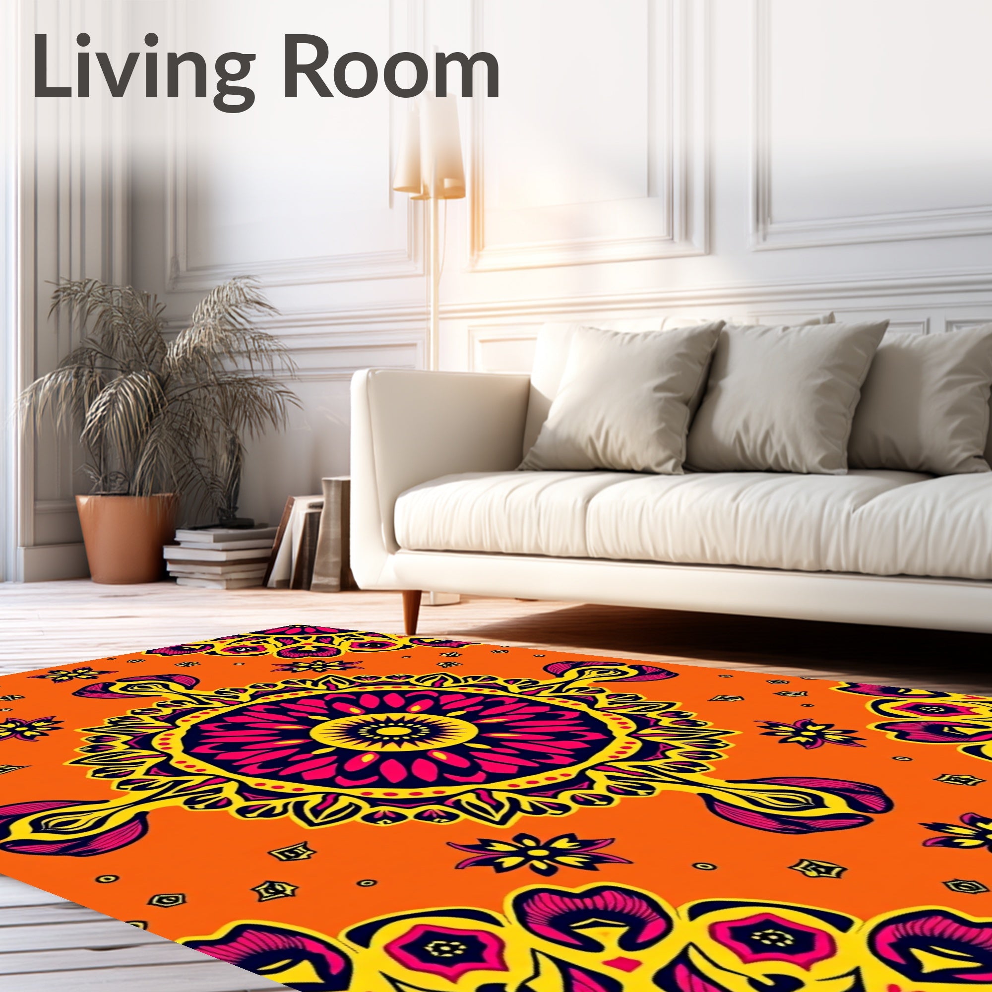 Vibrant Floral Mandala Pattern Rug