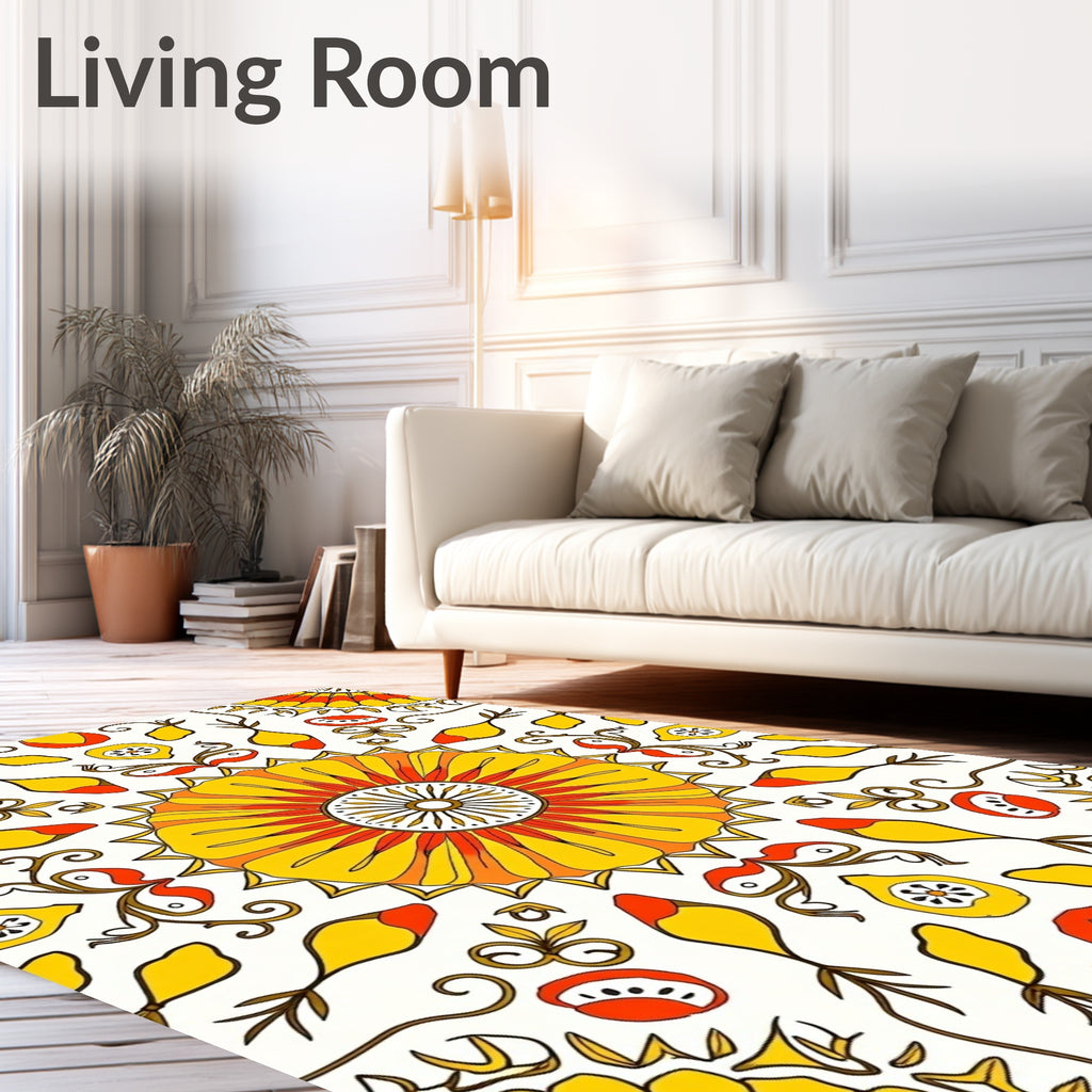 Sunny Floral Mandala Pattern Rug