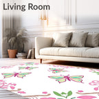Whimsical Butterfly Floral Design Rug
