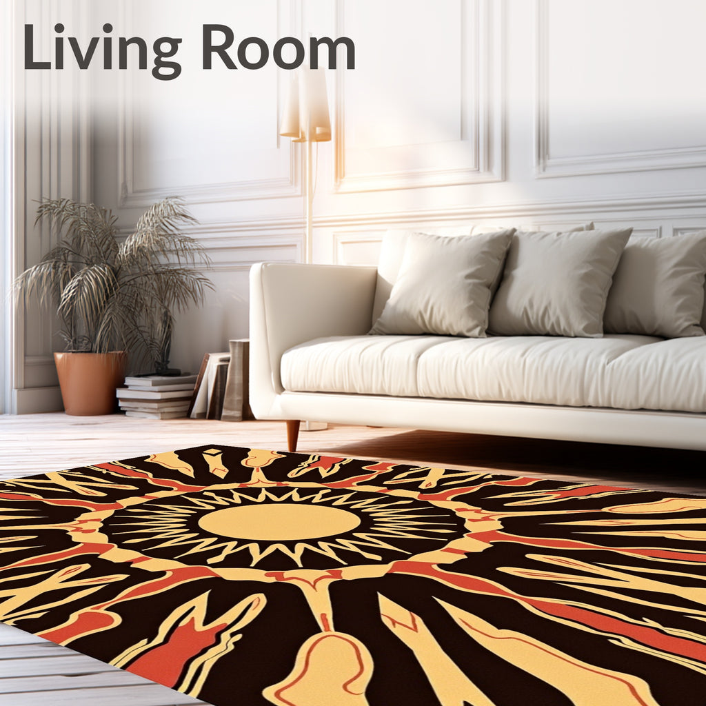 Radiating Sunburst Geometric Pattern Rug