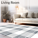 Classic Plaid Black White Pattern Rug
