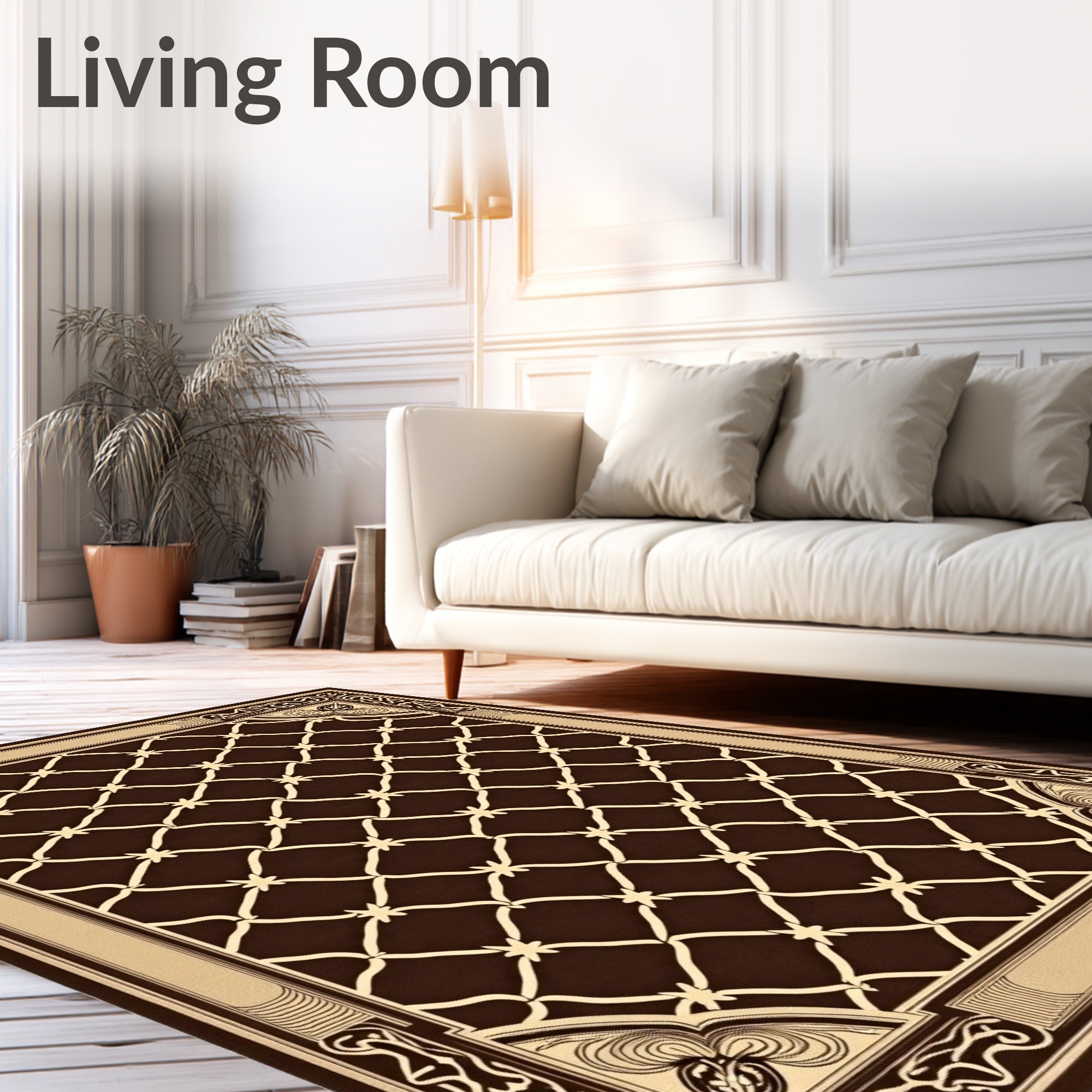 Geometric Lattice With Ornate Borders Rug