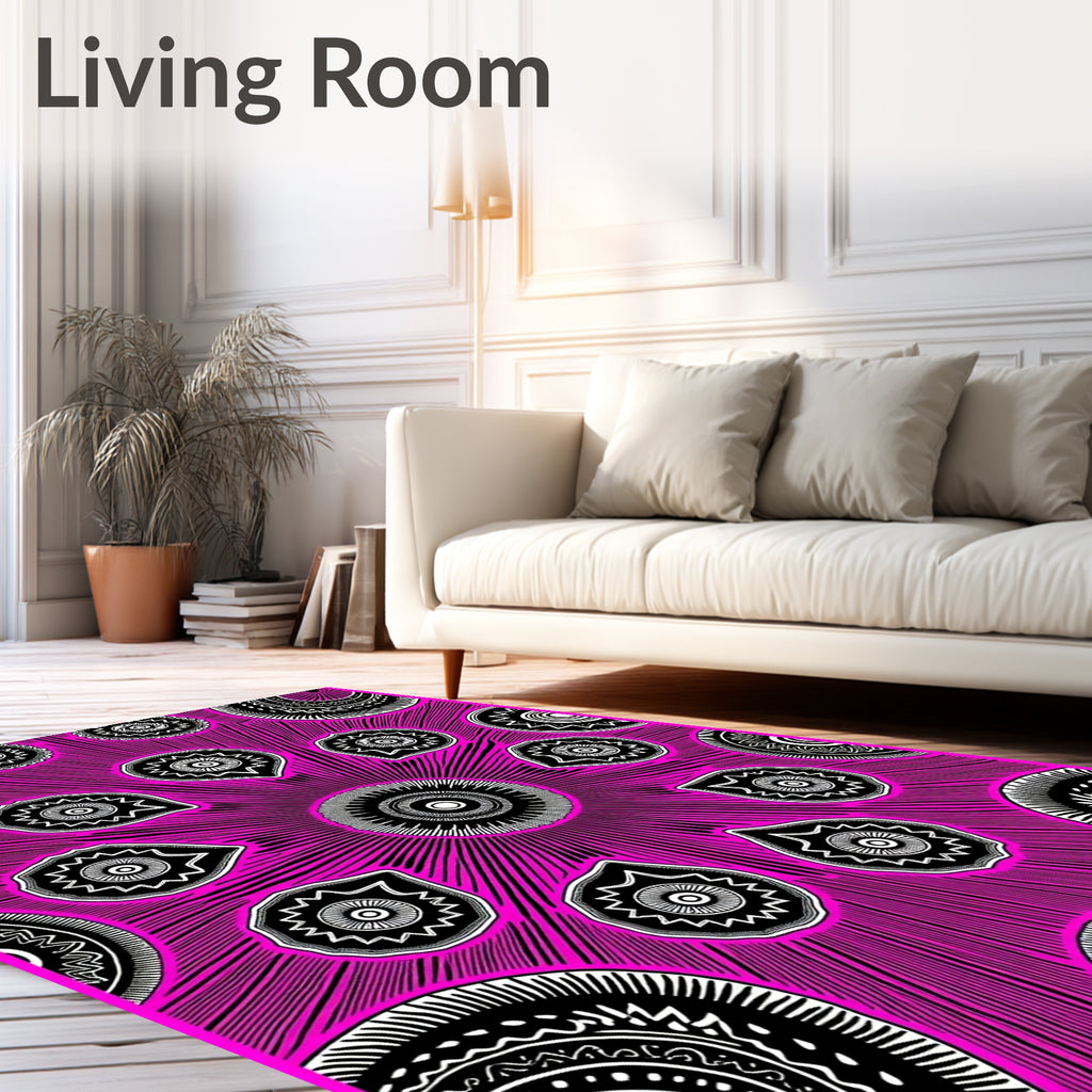 Vibrant Pink Psychedelic Floral Pattern Rug