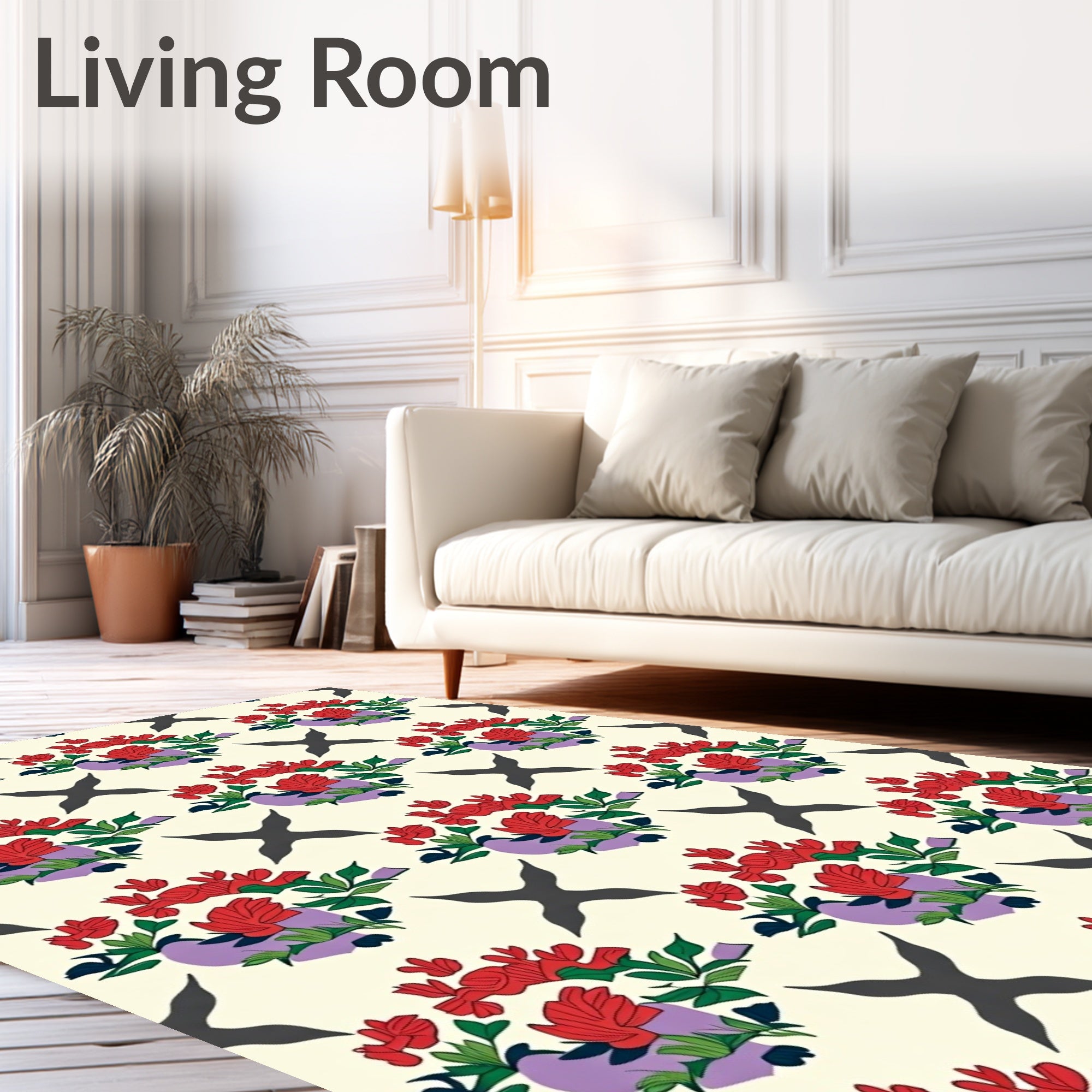 Traditional Red Floral Pattern With X Motif Rug