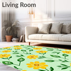 Sunny Yellow Flower Pattern Rug