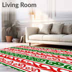 Crimson Green Tribal Stripe Repeat Rug
