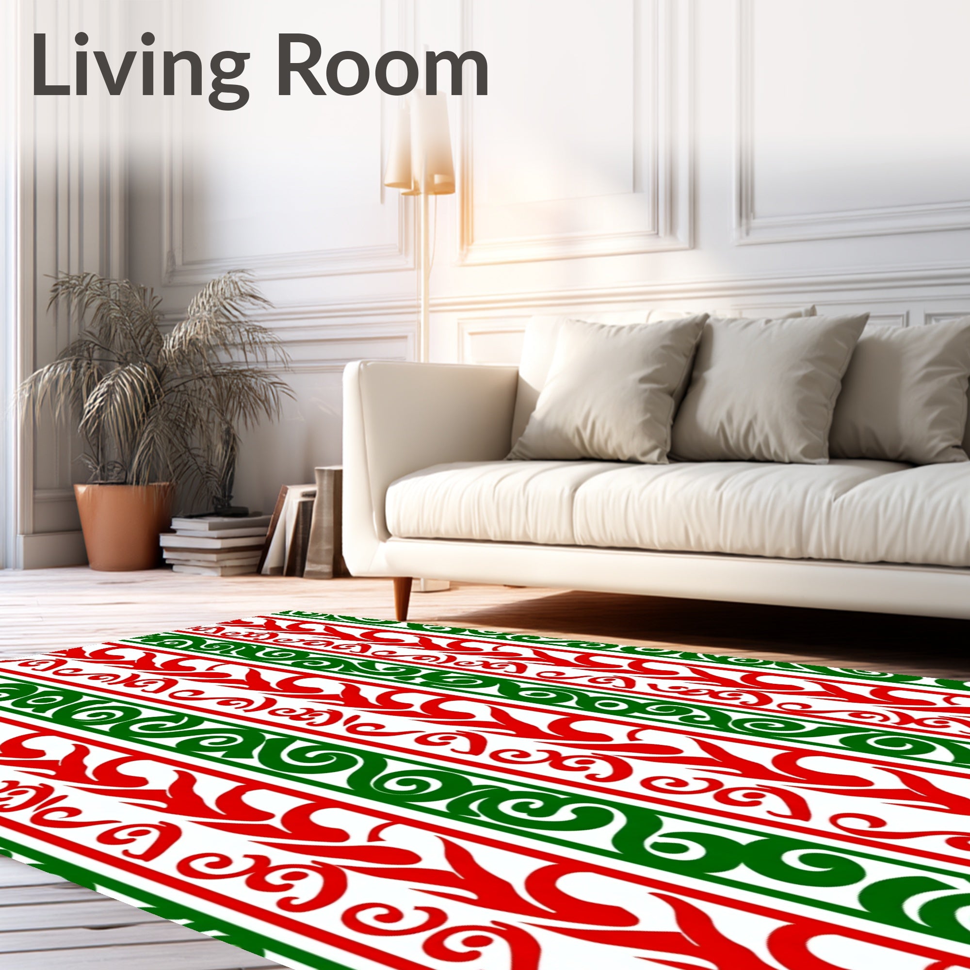 Crimson Green Tribal Stripe Repeat Rug