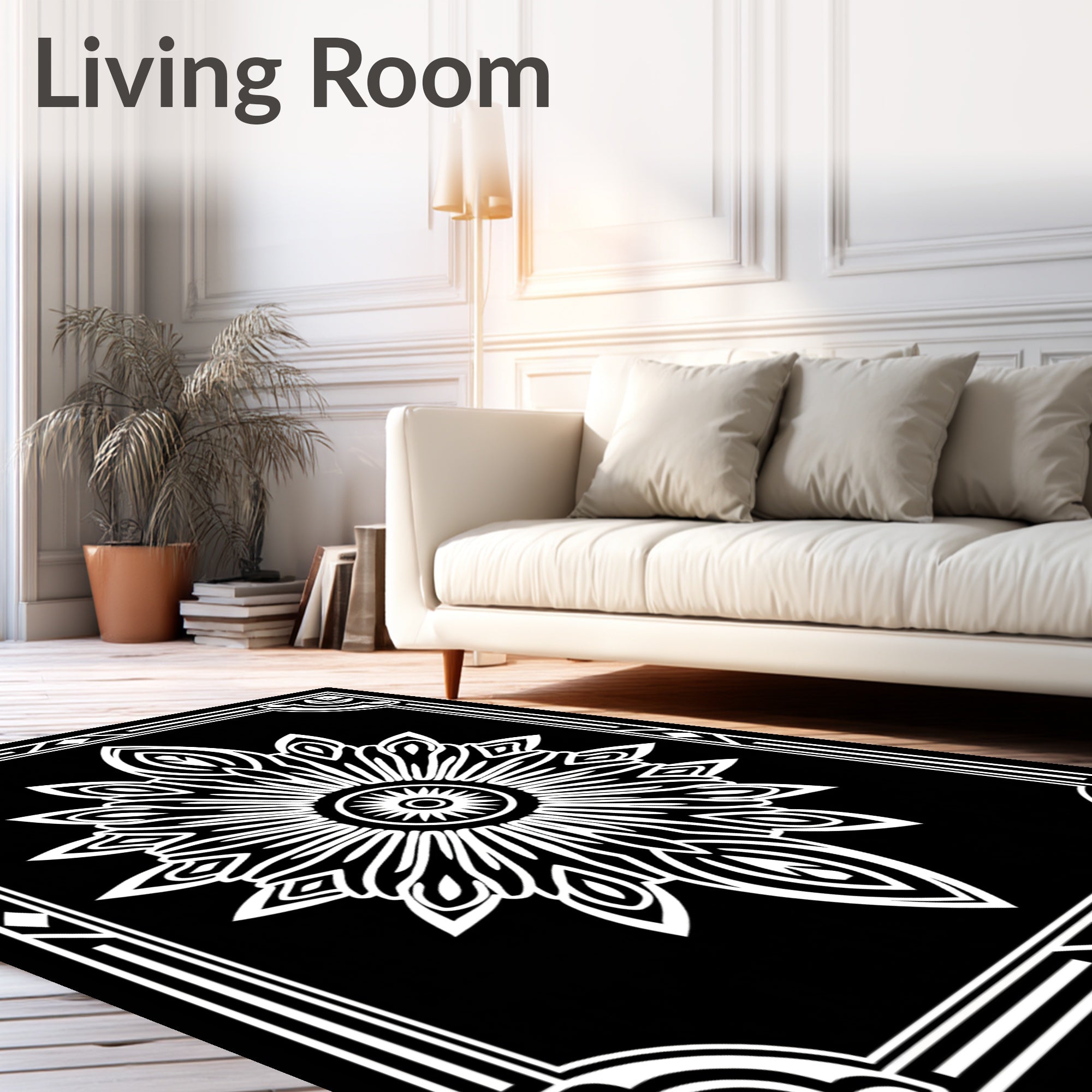 Modern Floral Geometric Mandala Design Rug