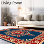 Ornate Floral Red Gold Medallion Rug