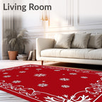 Red Snowflake Festive Border Design Rug