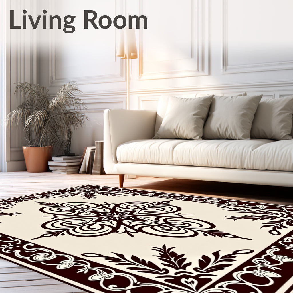 Classic Scrollwork Foliage Medallion Design Rug