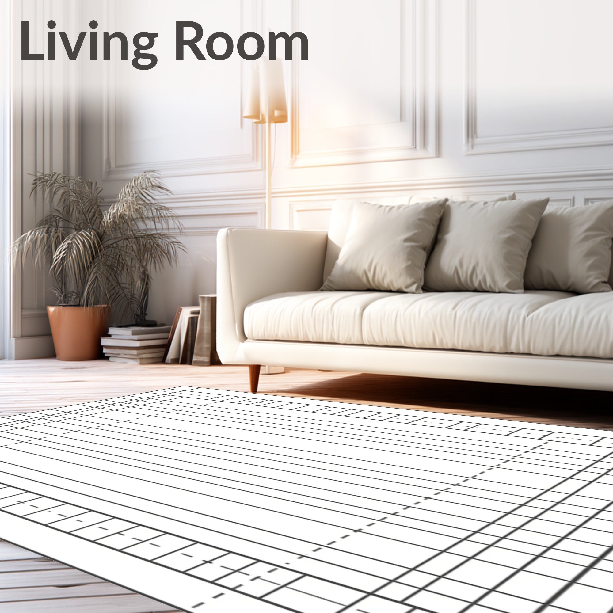 Minimalist Linear Grid Pattern Rug