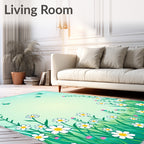 Spring Meadow Floral Butterfly Design Rug