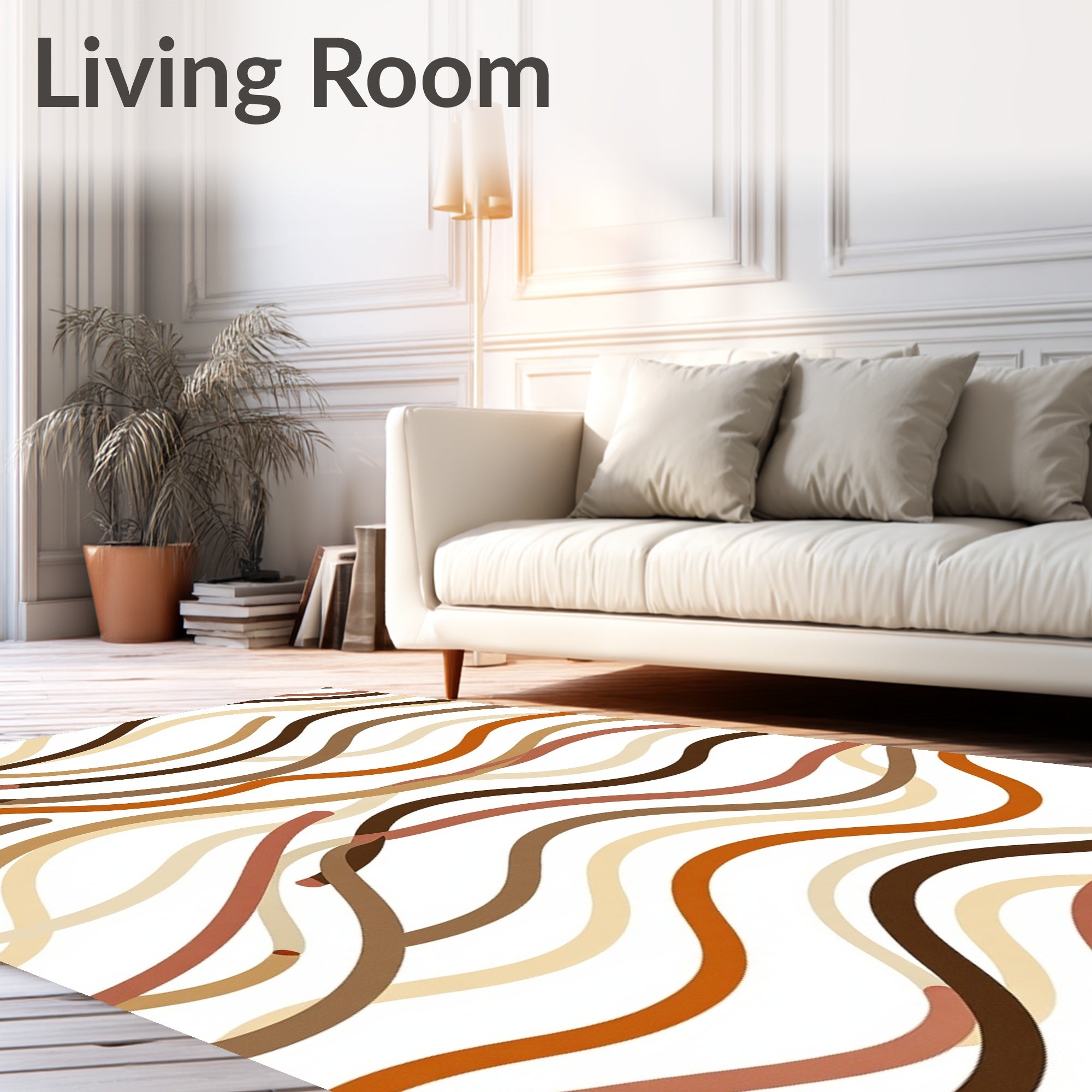 Wavy Earth Tones Stripes Rug