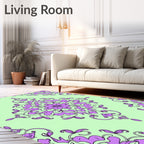 Light Green Lilac Mandala Pattern Rug