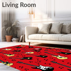 Electric Guitar And Music Notes Pattern Rug