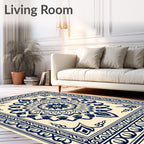 Traditional Mandala Floral Border Design Rug