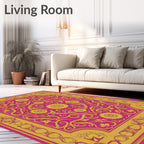Golden Floral Vine Decorative Rug