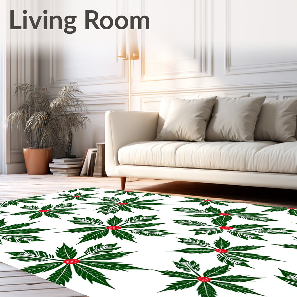 Green Red Poinsettia Leaf Star Rug
