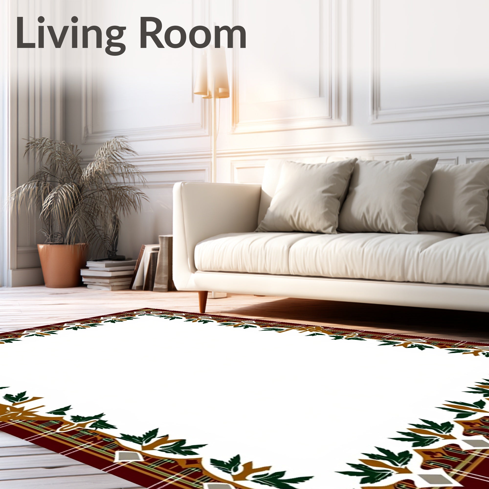 Deep Red Plaid Laurel Frame Rug