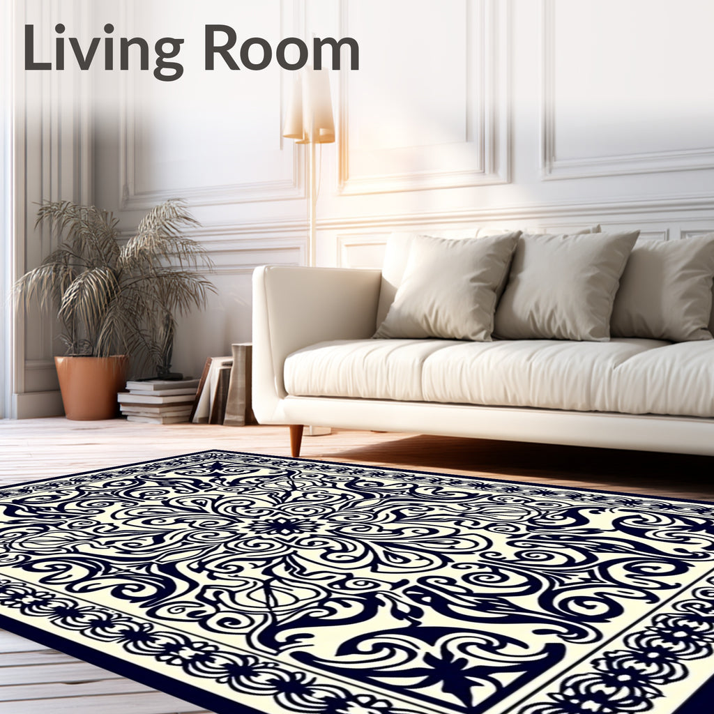 Ornate Floral Scrollwork Classic Design Rug