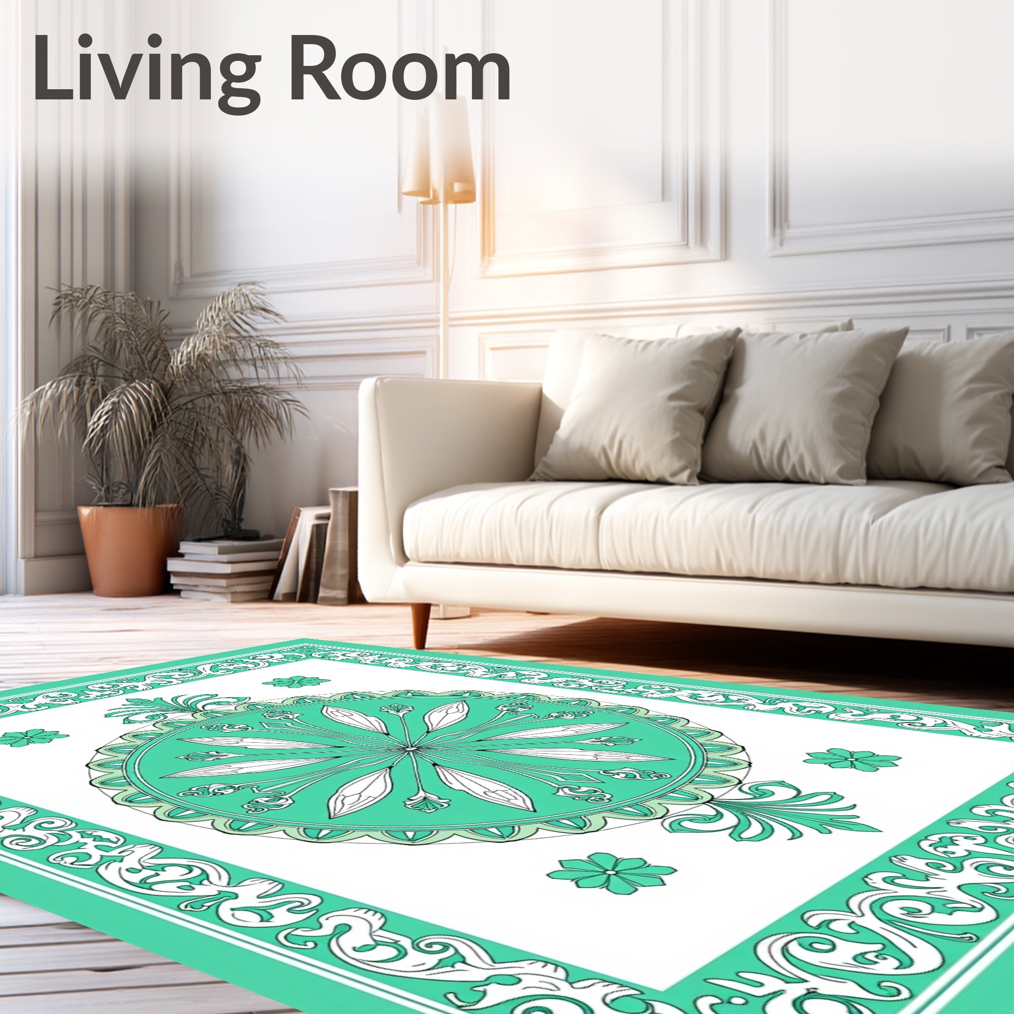 Classic Floral Medallion Border Rug