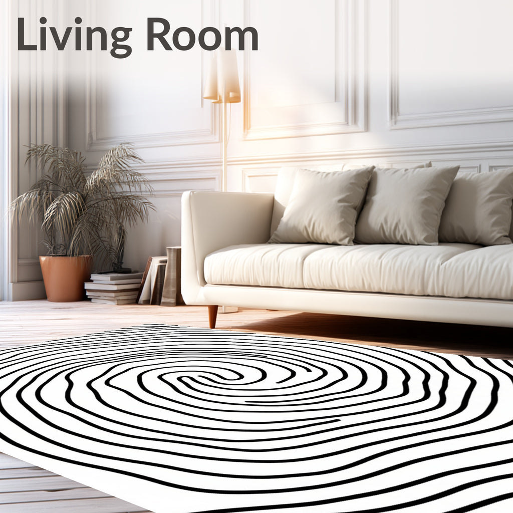 Concentric Line Swirl Pattern Rug