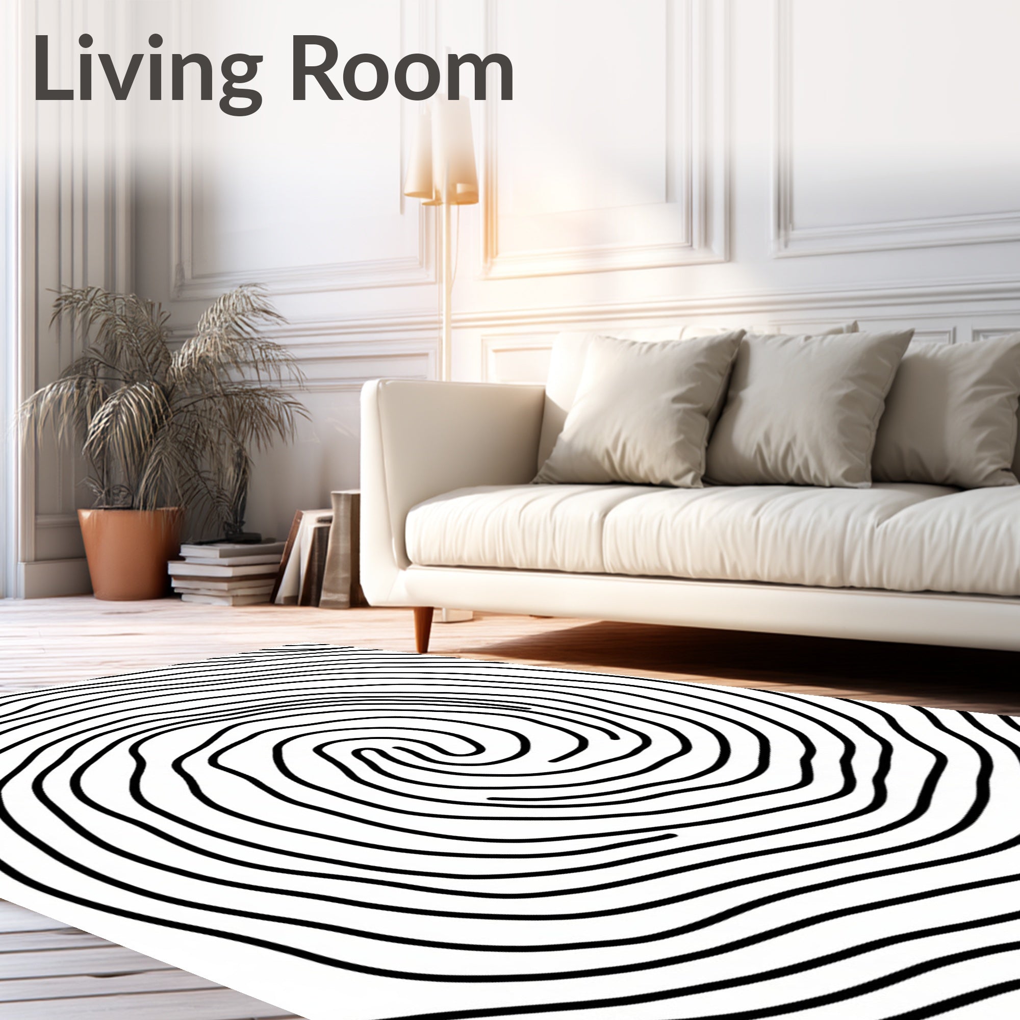 Concentric Line Swirl Pattern Rug
