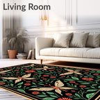 Vintage Butterfly and Floral Pattern Rug